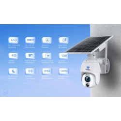 Solar Security Camera 4G Optical Zoom 10X PTZ