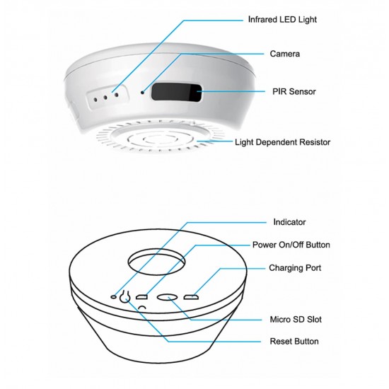 Smoke Detector with Hidden Camera WIFI